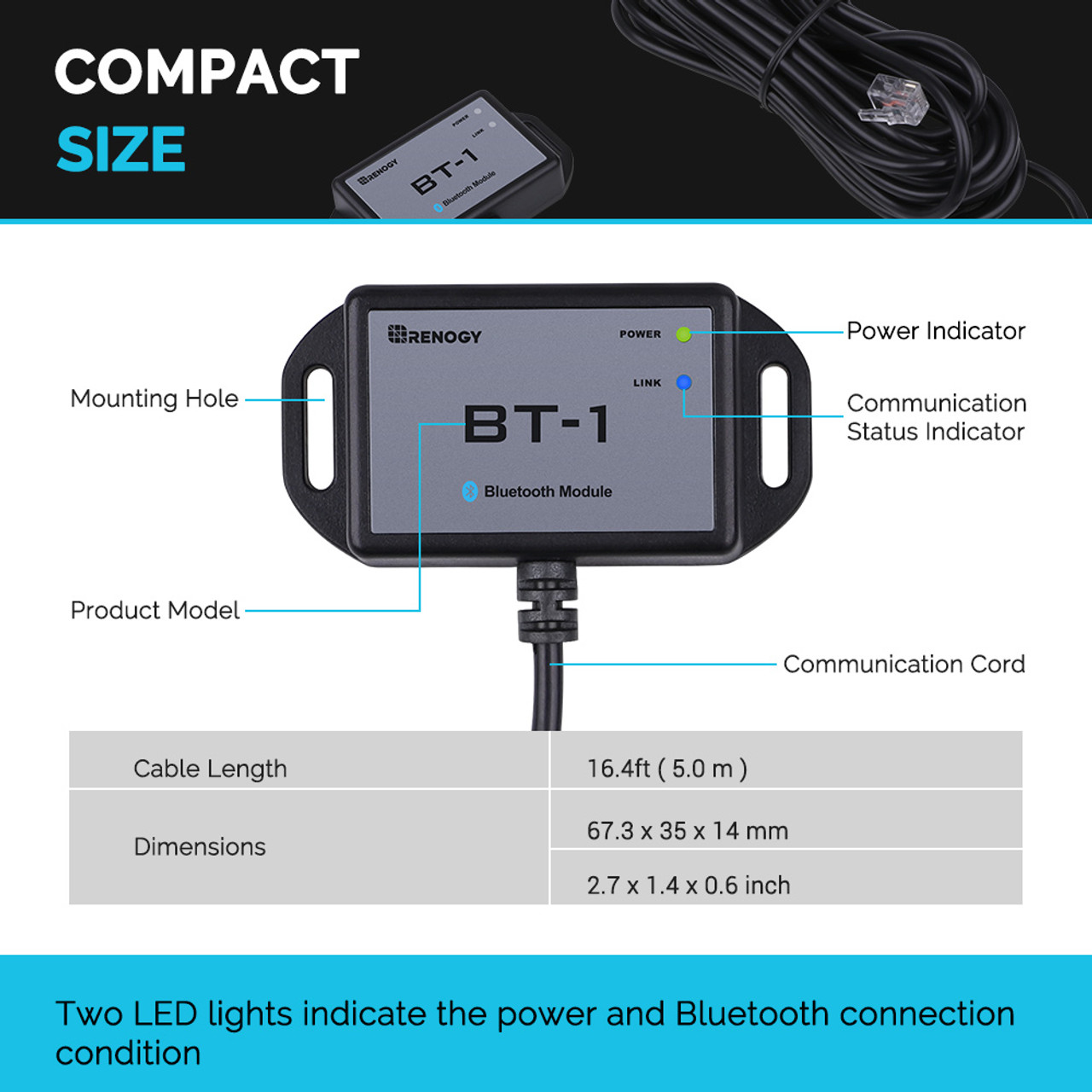 Renogy Controller Wanderer - Módulo Bluetooth Renogy Puerto de comunicación