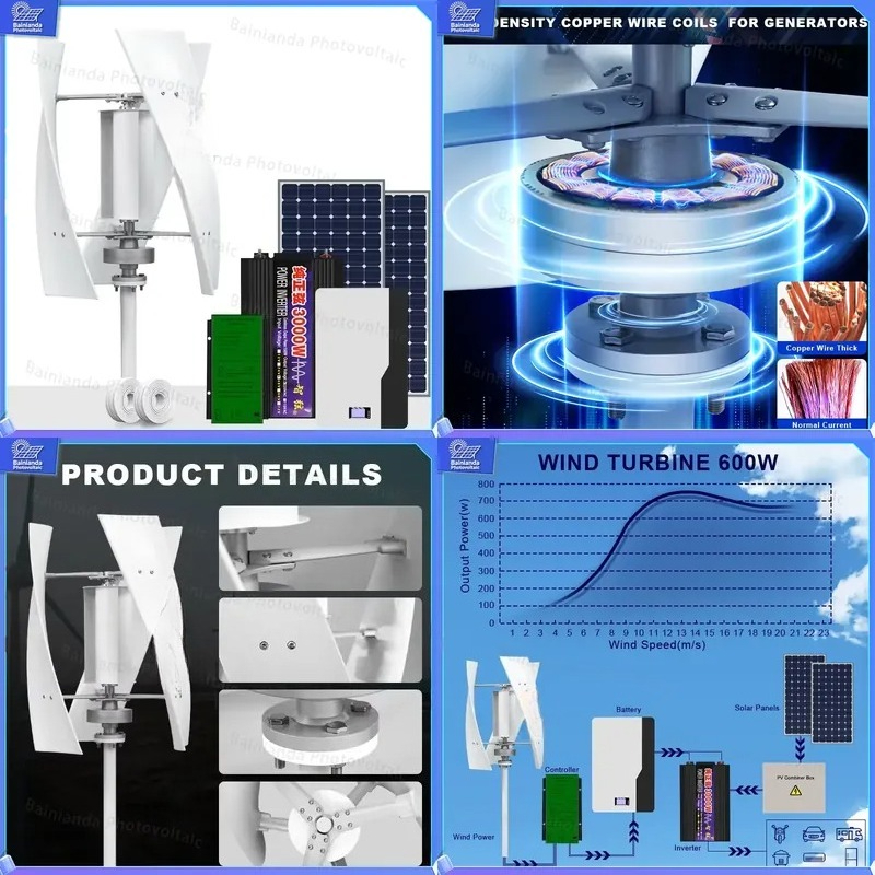 Renewable Energy Wind Solar - Generador de Turbina Eólica Vertical, Panel